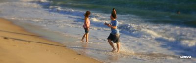 splashing in the surf