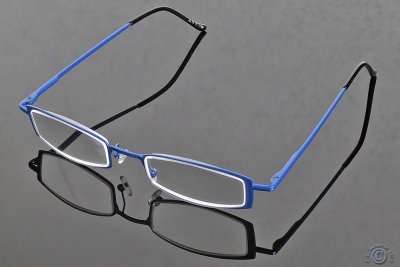 The blue eyeglasses !