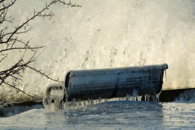 Bench  with wall of water