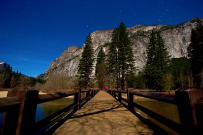 Moonlit Swinging Bridge in Yosemite<br><i>By Ben Udkow</i>