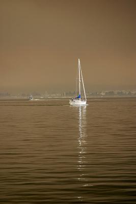Fiery morning - sailboat