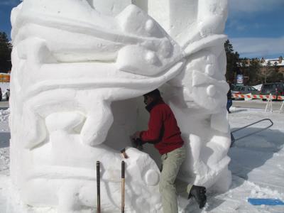 Working On A Snow Sculpture