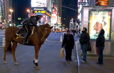 Mounted Cop at night