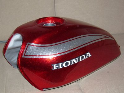CB400 tank - Honda red and metalflake