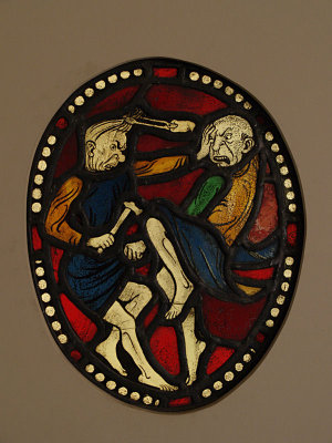 Fight in stained glass