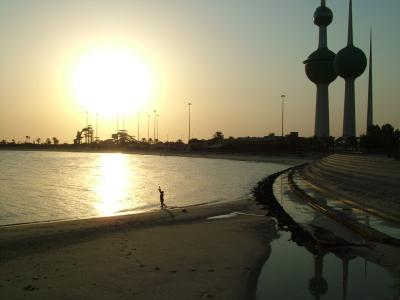 Fisherman Casting at Dawn The Towers Kuwait.JPG