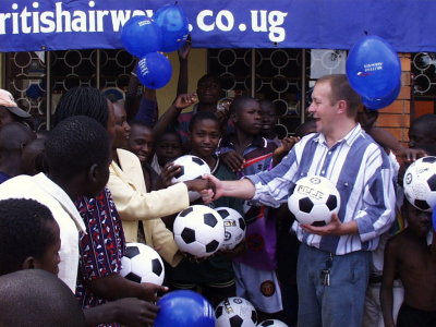 Rosette presenting balls to Andy Kampala Uganda