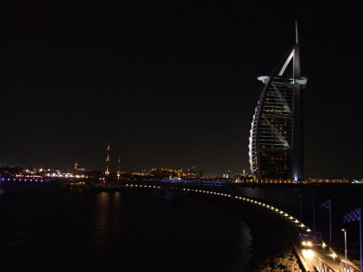 Burj Al Arab and Madinat Jumeirah by night Dubai.JPG