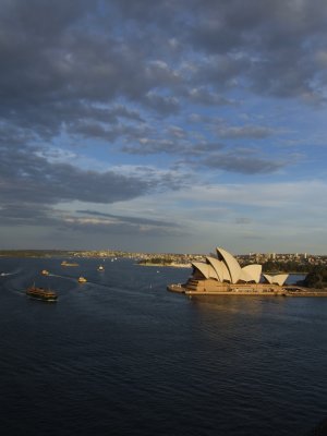 Setting sun over Sydney Harbour.JPG
