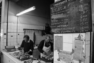 Butchers in the Ayiou Antoniou Market in Nicosia