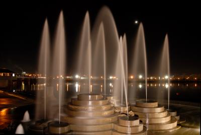 Moonset Over the Fountain