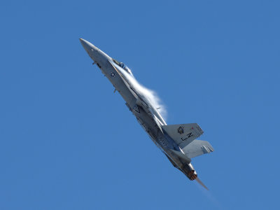F/A-18 Hornet with contrails