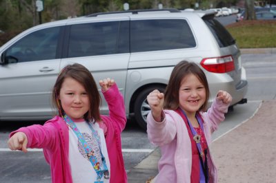 The girls getting into the super hero spirit