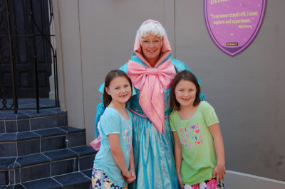 Rory and Reagan with Cinderella's Fairy Godmother, she was almost as nice as their fairy Godmother, Miss Shelley