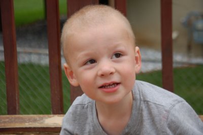 Liam's first hair cut.  He cried and screamed the whole time.