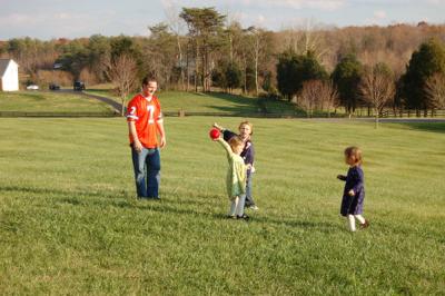 After the pino lesson the girls went out to play football with the boys and Uncle Ethan