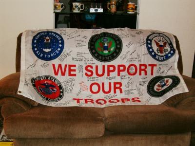 I bought this flag & had it signed by military of all branches who were or are currently stationed over in Iraq.