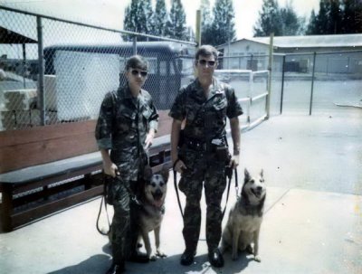 Sgt Gary Frederick  & Drug Dog Toby-1K32 and Sgt Dannie Clay& Buck-V031 at Heroin school in Nov 74