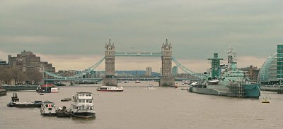 Tower Bridge, River Thames, & HMS Belfast
