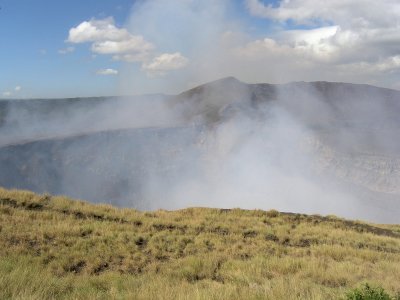 at the steaming mouth of Volcan Masaya.....