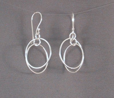 Sterling double hoop earrings that move. About 3cm long