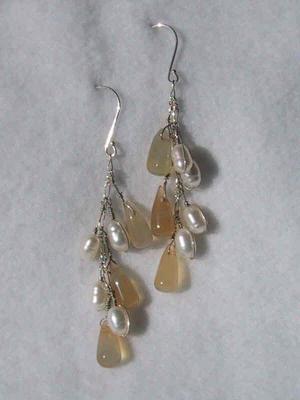 tear-drop shaped agate beads and fresh-water pearls