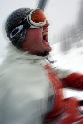 Alan wishing for a Hyperdrive on the ski lift!