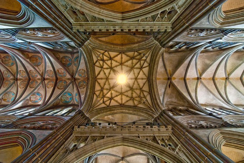 Ceiling directly beneath the spire, Salisbury Cathedral