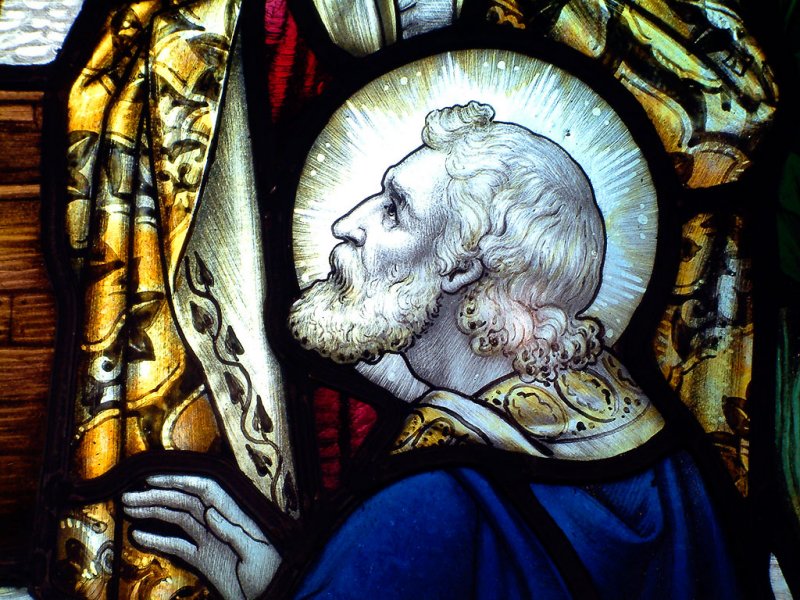Detail of a stained glass window, Almer