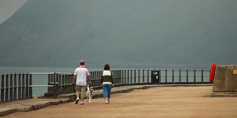 Walking into the mist, West Bay
