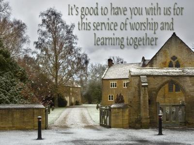 'It's good to have you with us' slide from the Martock in the Snow series