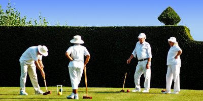 Playing croquet, Lytes Cary Manor