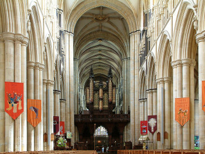 Beverley Minster ~ organ pipes and nave