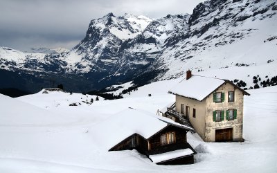 Houses in the snow, Kleine Scheidegg