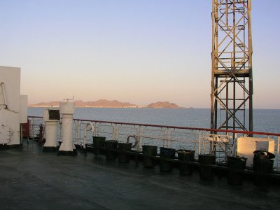 Aboard the freighter crossing the Caspian Sea