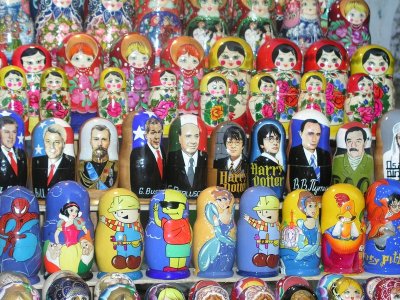 A fabulous display of kuchina dolls!  Recognize anyone?