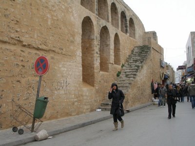 Sousse Medina - walls shared with Great Mosque