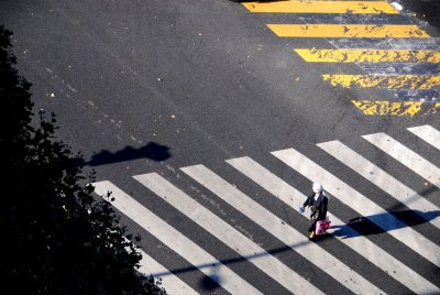 Alone crossing.