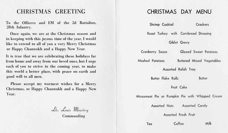 Christmas menu