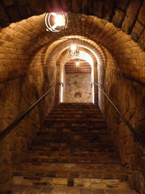 Stairwell to the wine cellar