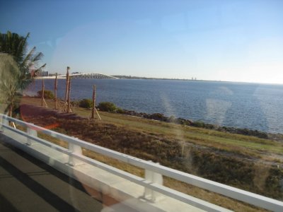 The Sanibel Island bridge from the bus