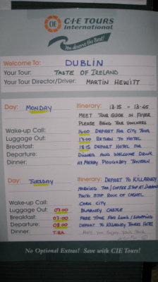 Posted itinerary