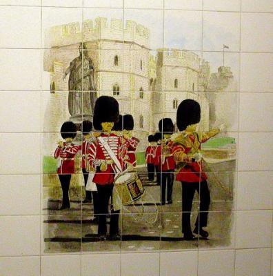 Toot in time to the drummers.  (Picture at entrance to public toilets)