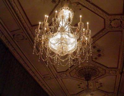 Chandelier above drawing room