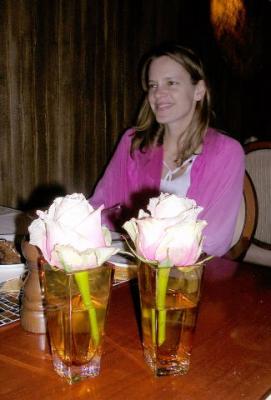 Barbara waiting to eat.  (Flowers for a princess.)