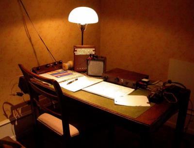 Drawing room with small wireless used by clandestine operator
