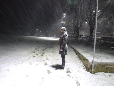 snowy night walk