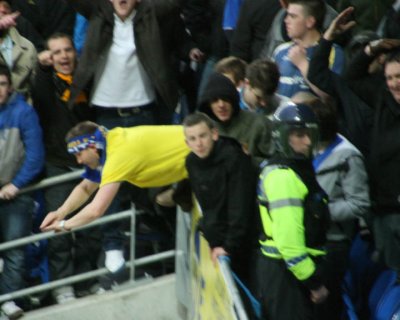 One Cardiff Fan Assumes the Position for Pistol Pete!
