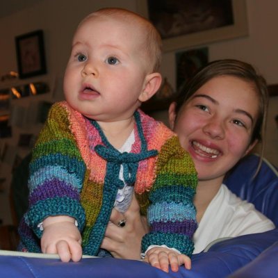 Josie displays her new sweater