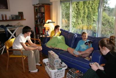 the 4 grompe sibs opening gifts